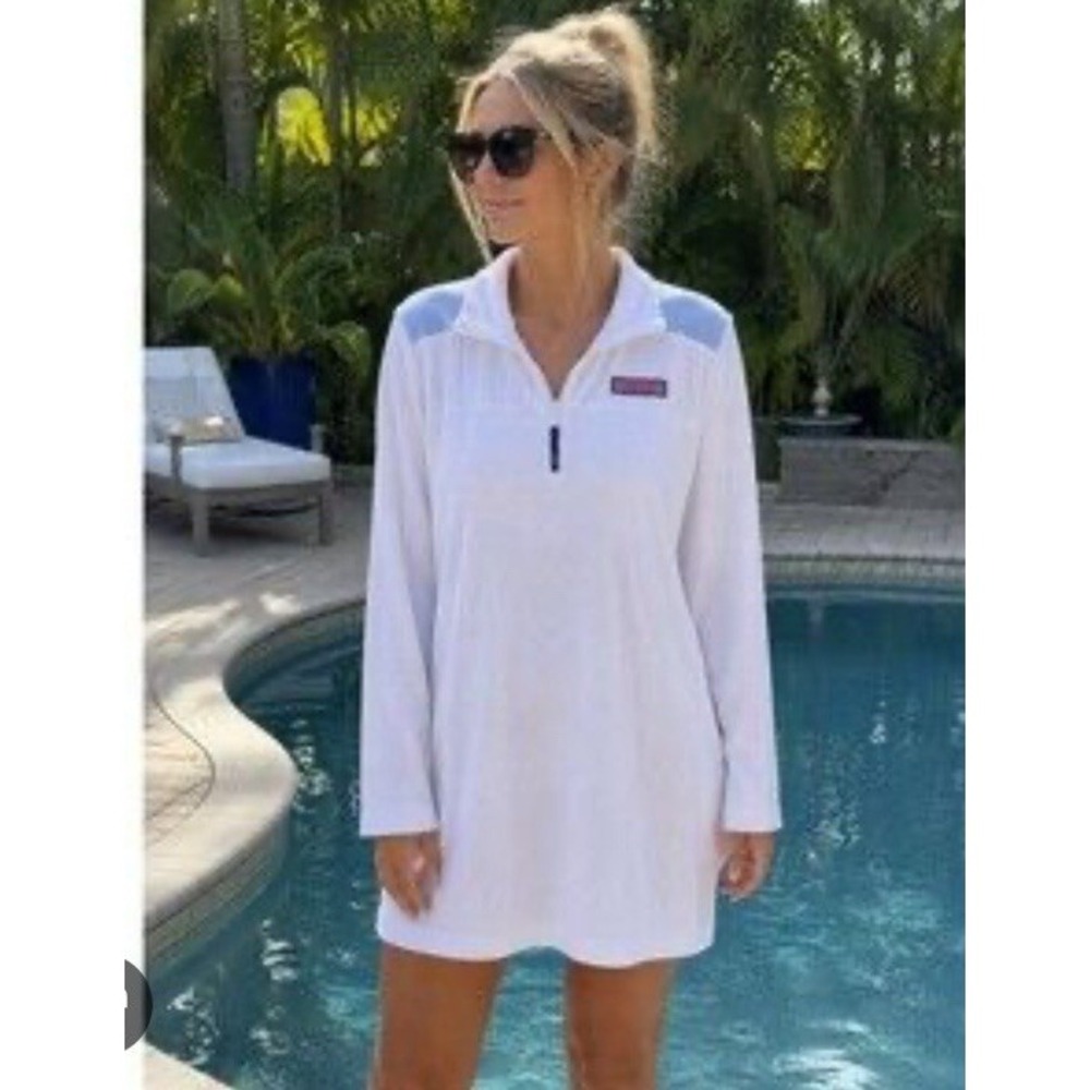 Vineyard Vines Terry Cloth Shep Shirt Swim Cover Up White Small